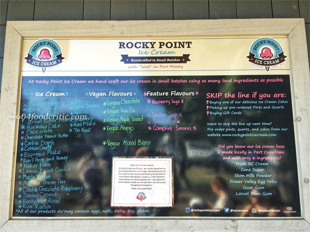 Rocky Point Ice Cream Port Moody Menu