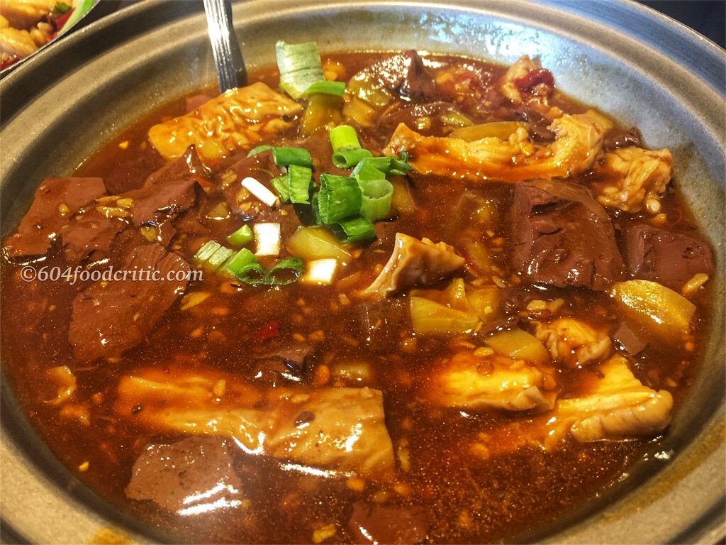 Strike Taiwanese Cuisine Pork Blood Tofu and Intestine with Spicy Garlic Sauce