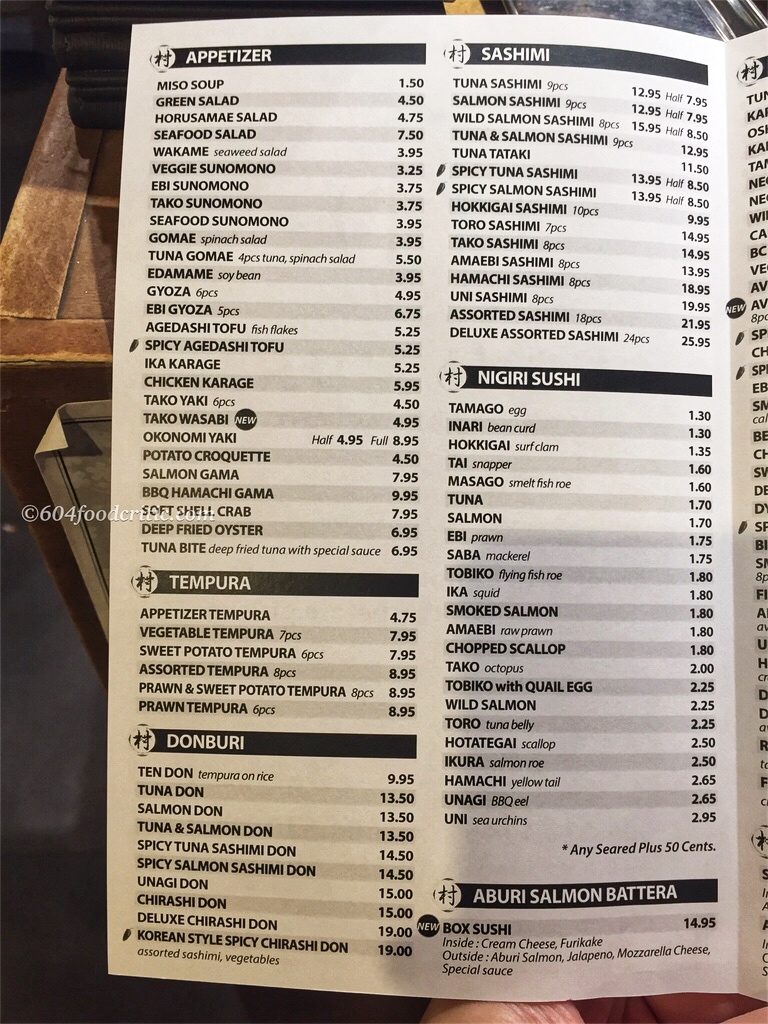 Sushi Mura Menu 1