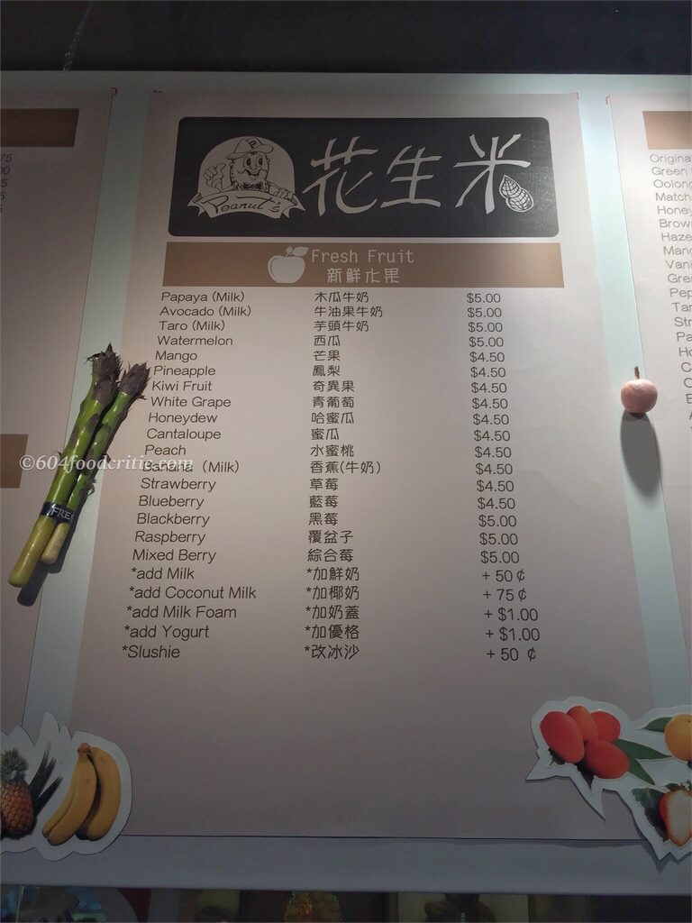 Peanuts classic bubble tea in Richmond Menu 3