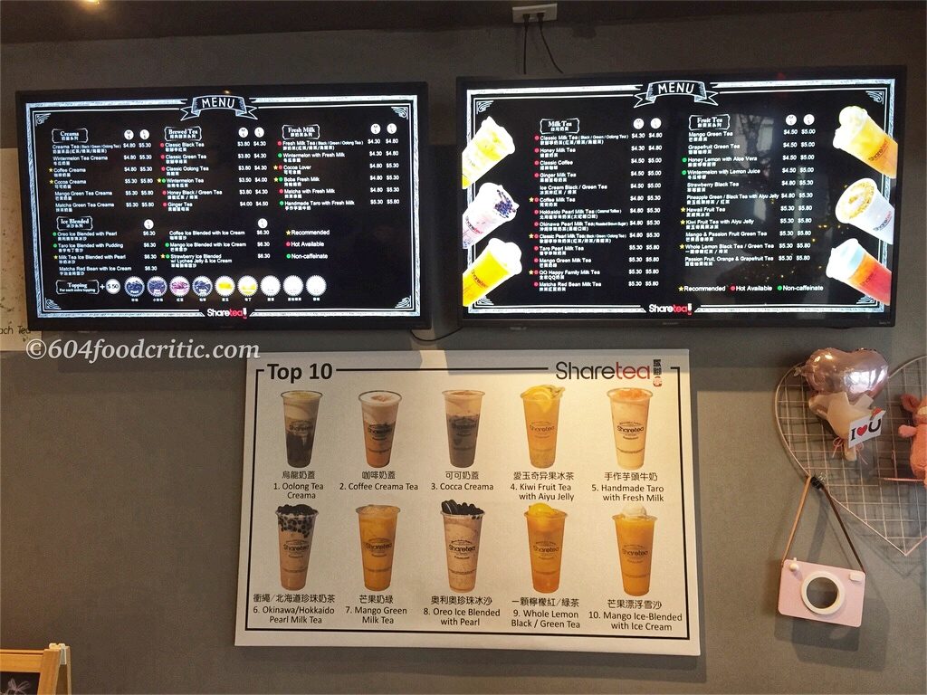 Share Tea Menu 1