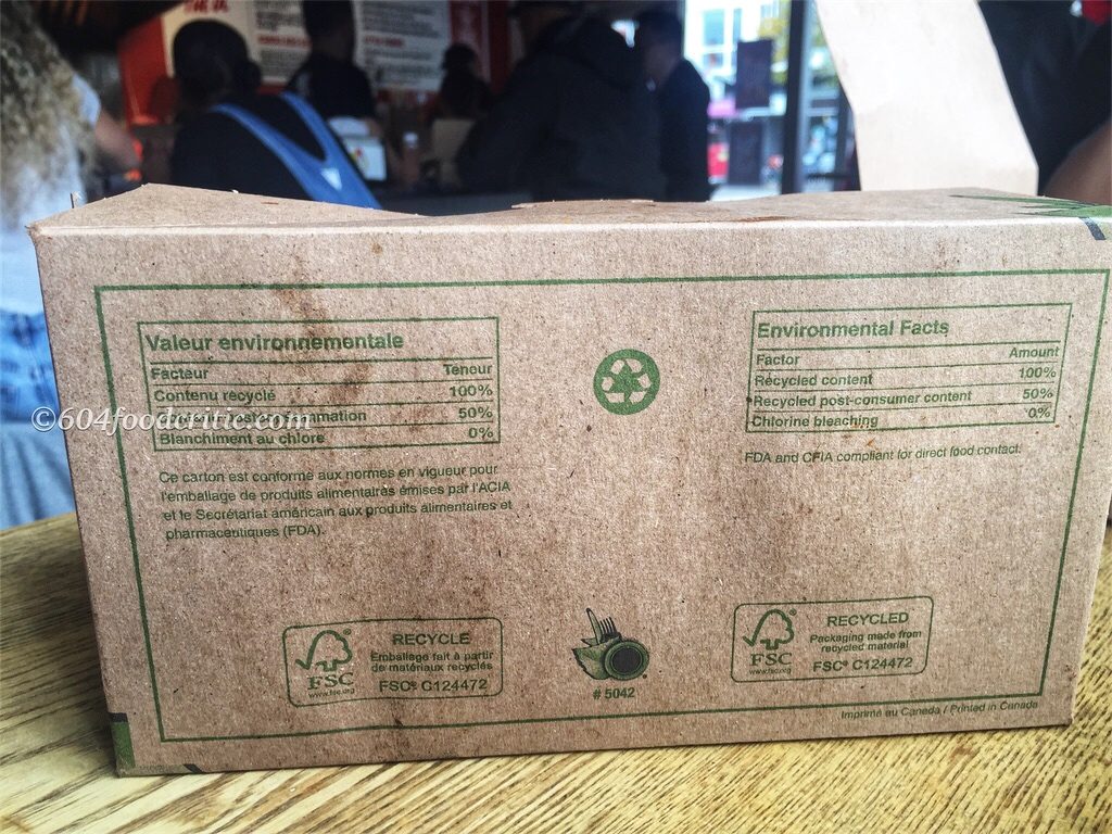 Downlow Chicken Shack in Vancouver Compostable Containers