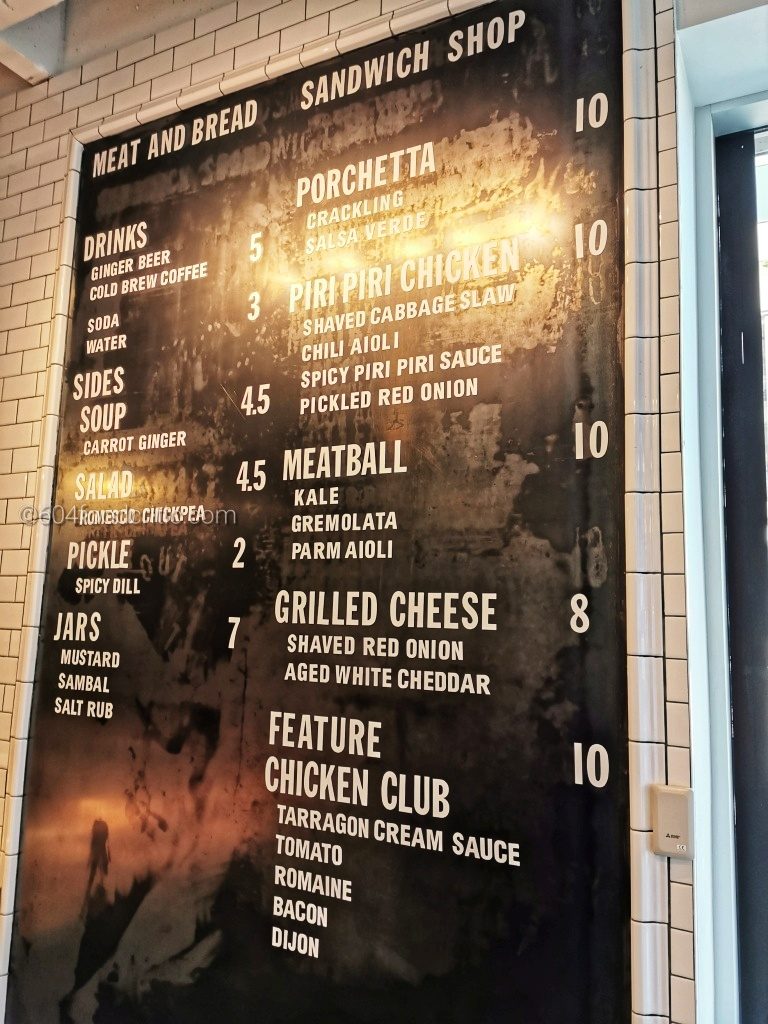 Meat and Bread Menu