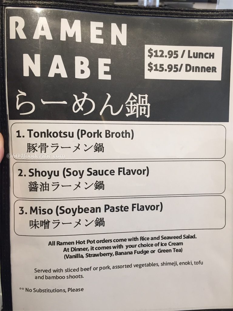 Nabebugyo Japanese Hot Pot Cuisine Menu 3