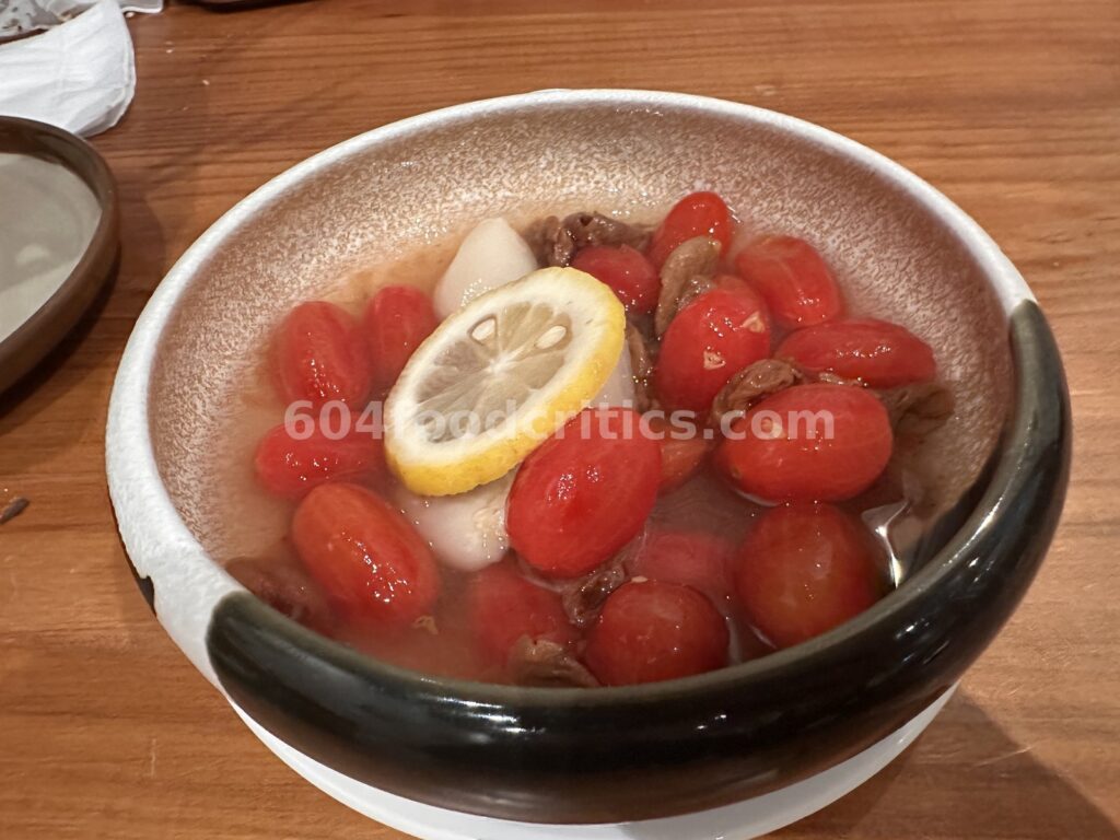 Cold osmanthus tomatoes with preserved plum at Cheng Du Street Food