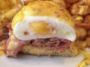 Egg and Co Brunch Smoked Meat Benny Inside