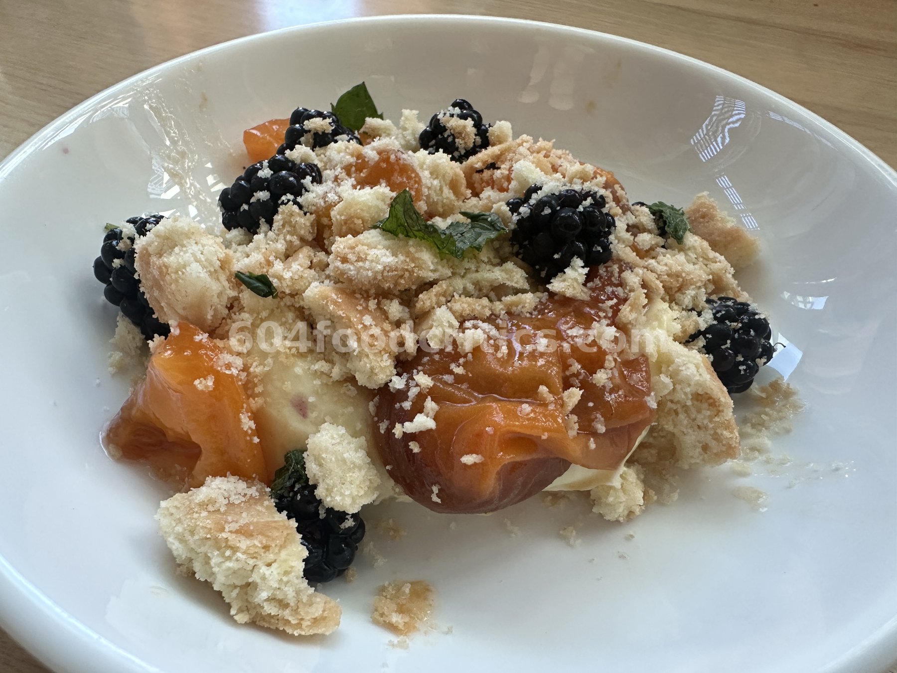 Budino ($12) with apricot, blackberries and cake crumble