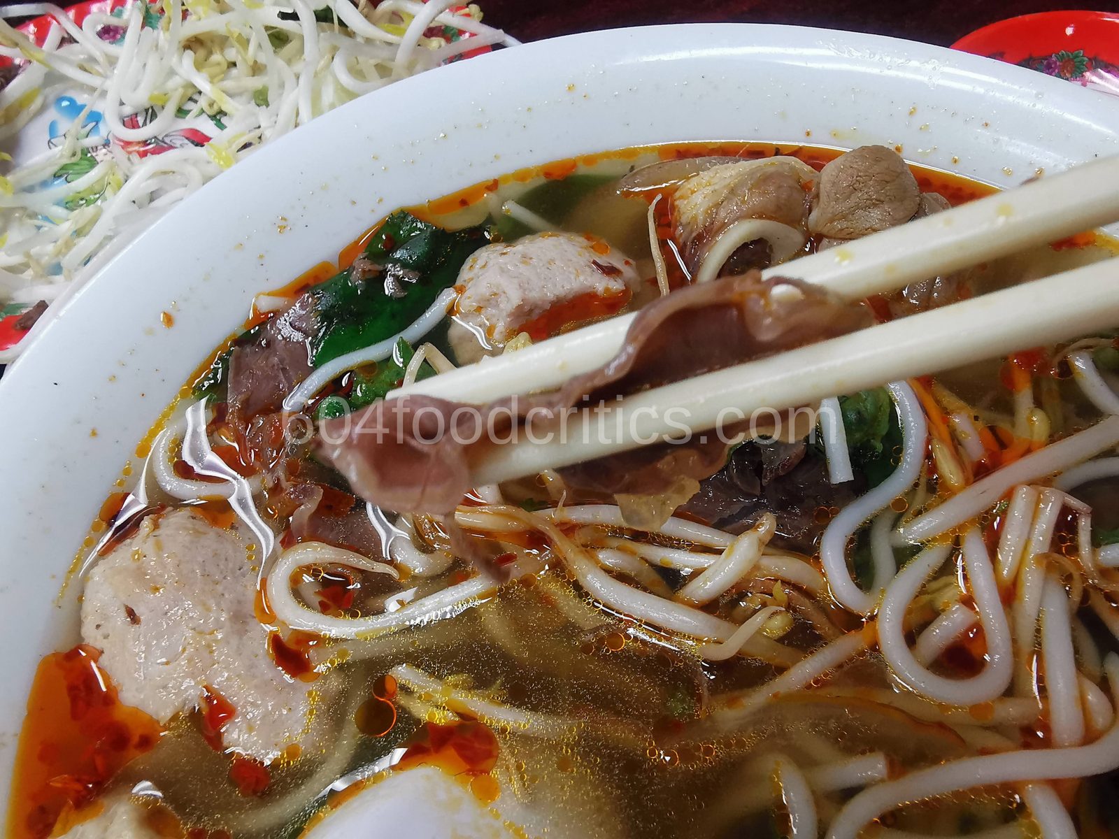 Beef and noodles in the bún bò Huế
