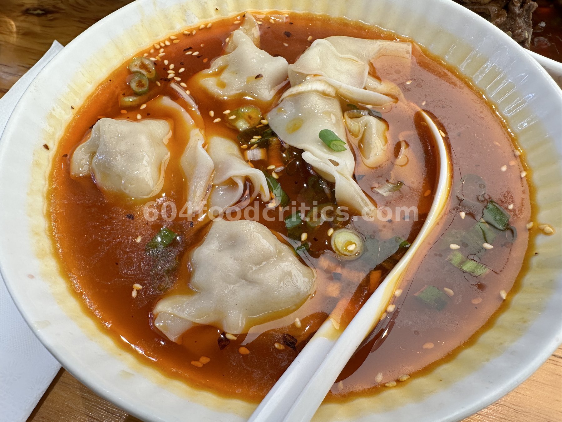 Dumplings in red chili soup at Myth Szechuan